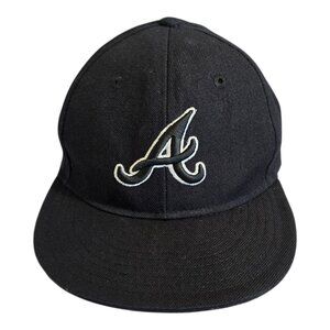 Atlanta Braves MLB KBETHOS Fitted Baseball Cap Hat Black & White Size 7 3/8 (L)